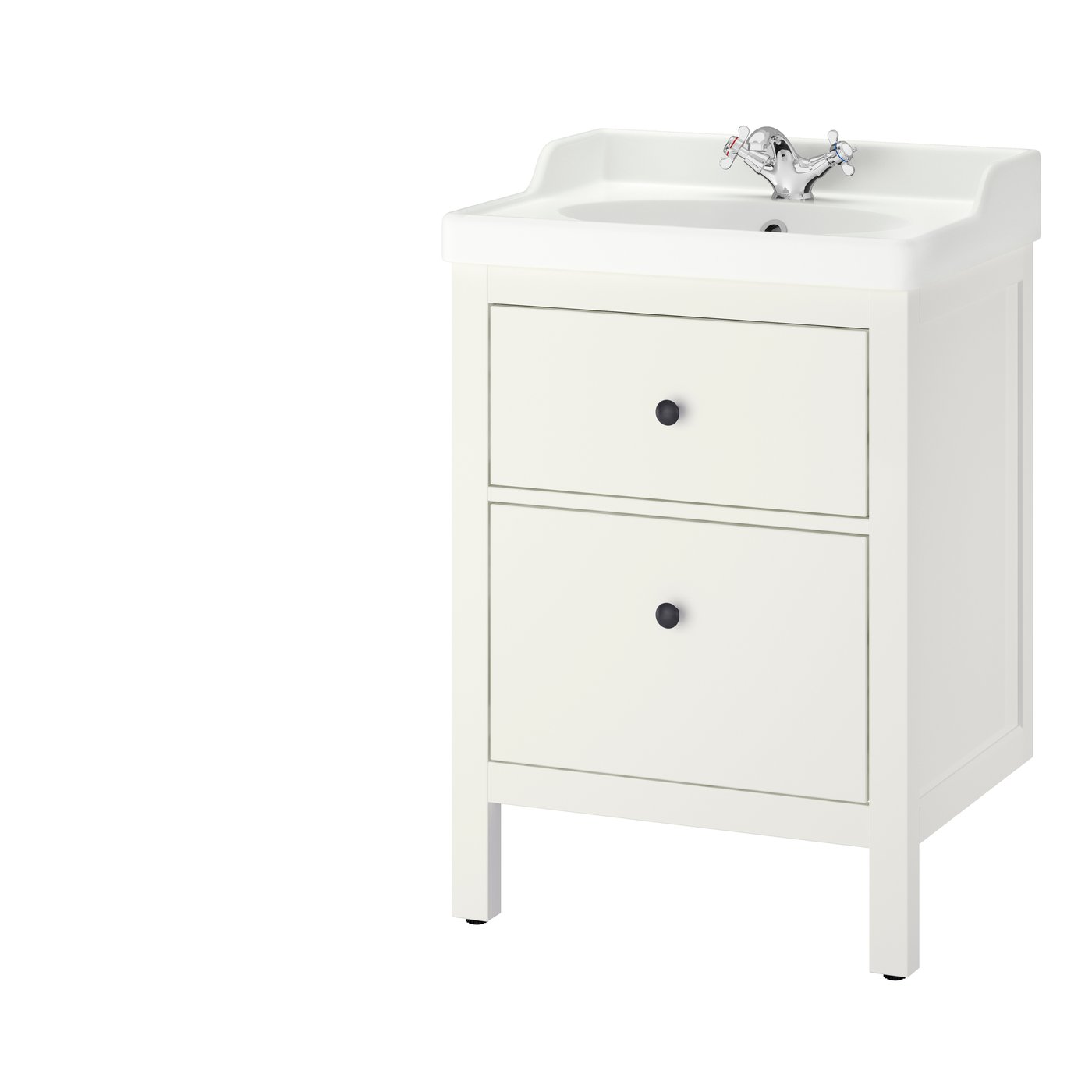 IKEA HEMNES / RUTSJÖN kommod m lådor/tvättställ/kran, vit, 62x49x95 cm