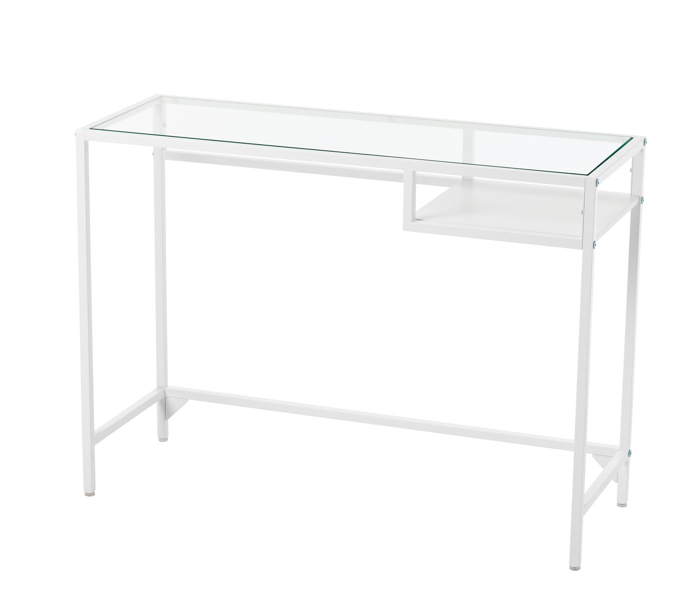 IKEA VITTSJÖ laptopbord, vit/glas, 100x36 cm