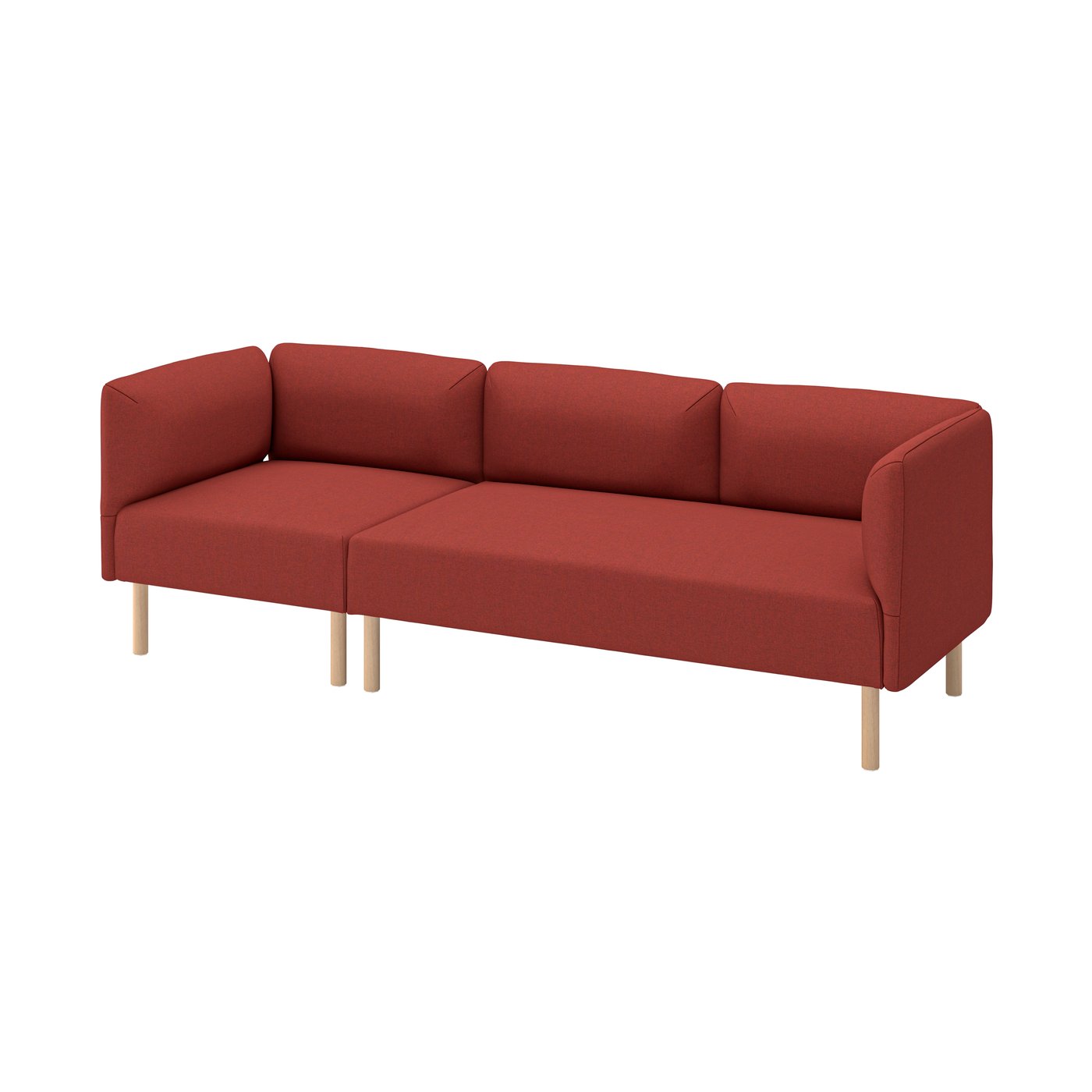 IKEA LILLEHEM 3-sits modulsoffa, gunnared/brunröd trä, Gunnared brunröd