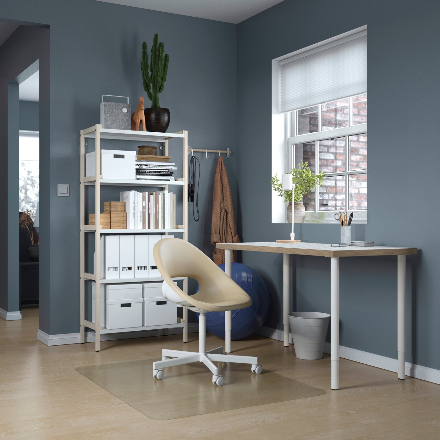 IKEA LAGKAPTEN / OLOV skrivbord, vit antracit/vit, 120x60 cm