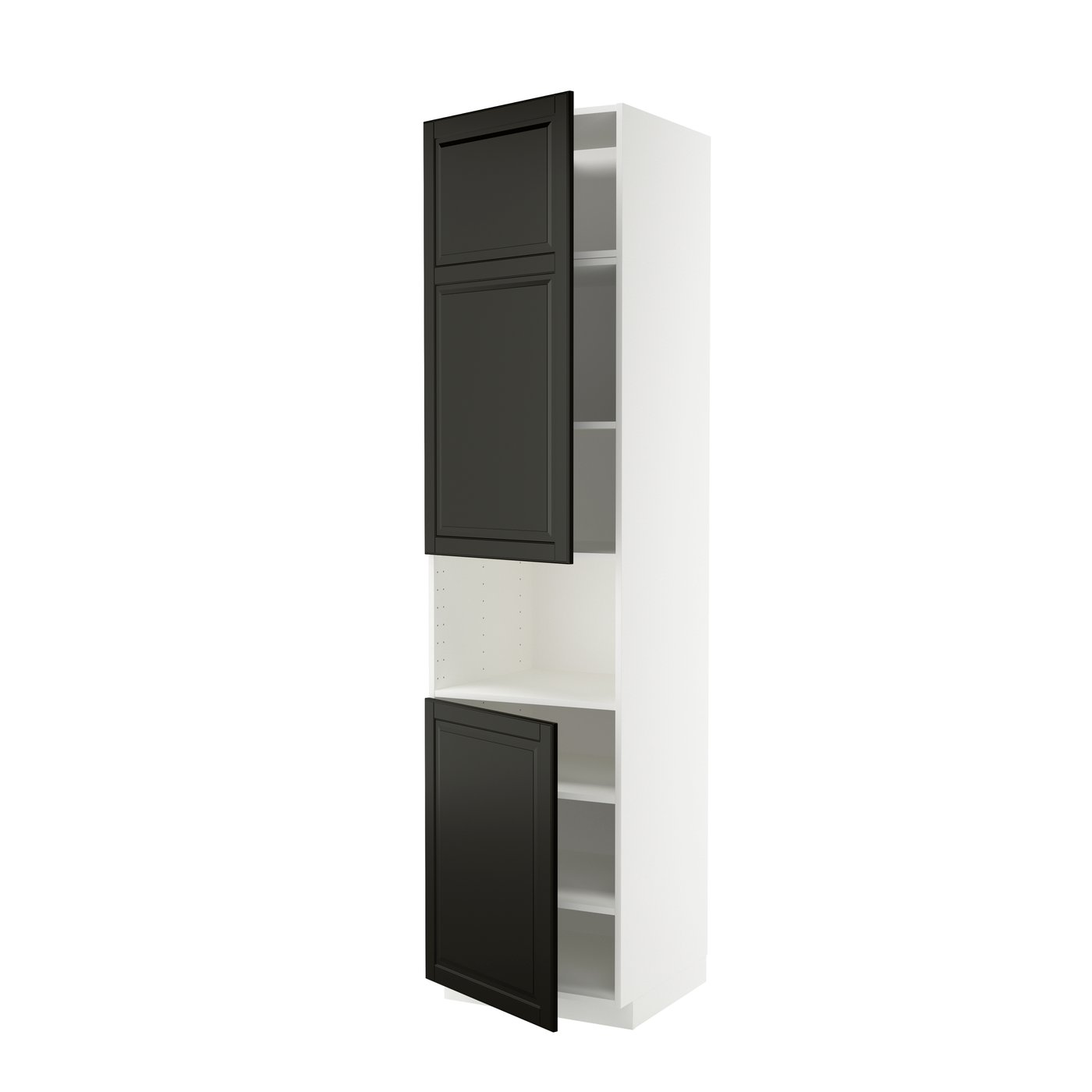 IKEA METOD högskåp f mikro m 2 dörrar/hyllplan, vit/bodbyn svart, 60x60x240 cm