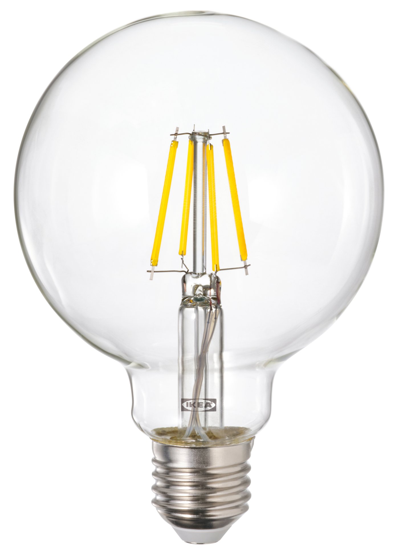 IKEA LUNNOM LED ljuskälla E27 470 lumen, dimbar/globformad klarglas, 95 mm