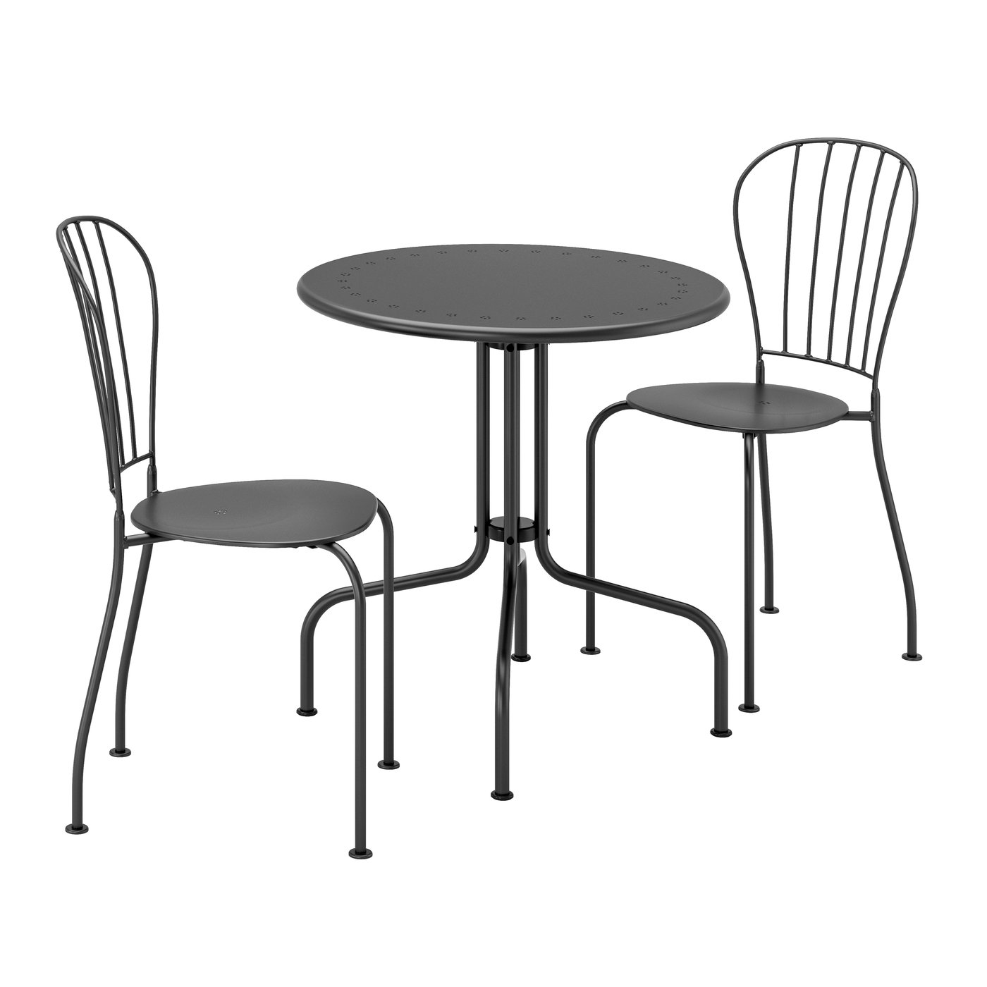 IKEA LÄCKÖ bord+2 stolar, utomhus, läckö grå