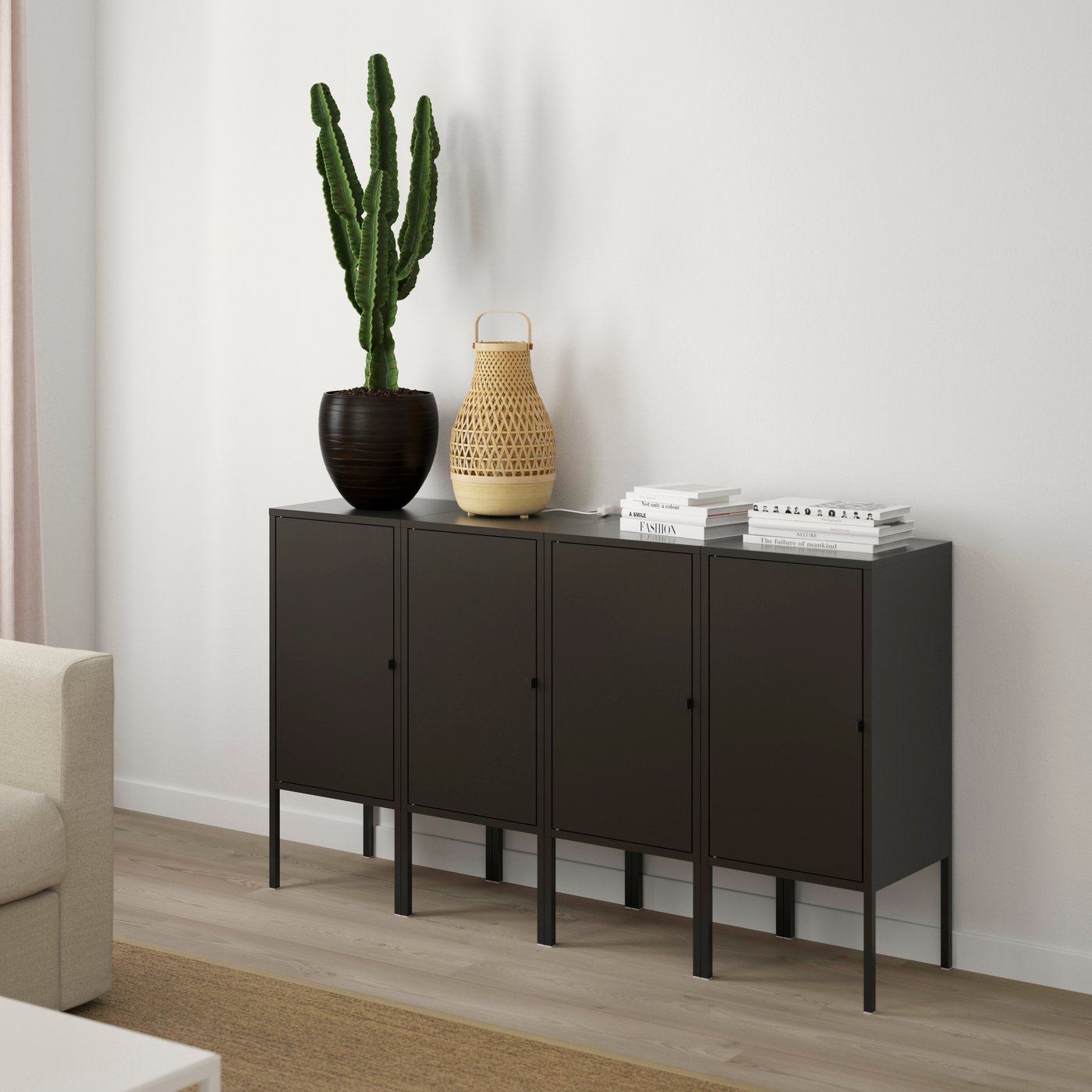 IKEA LIXHULT förvaringskombination, antracit, 140x35x82 cm