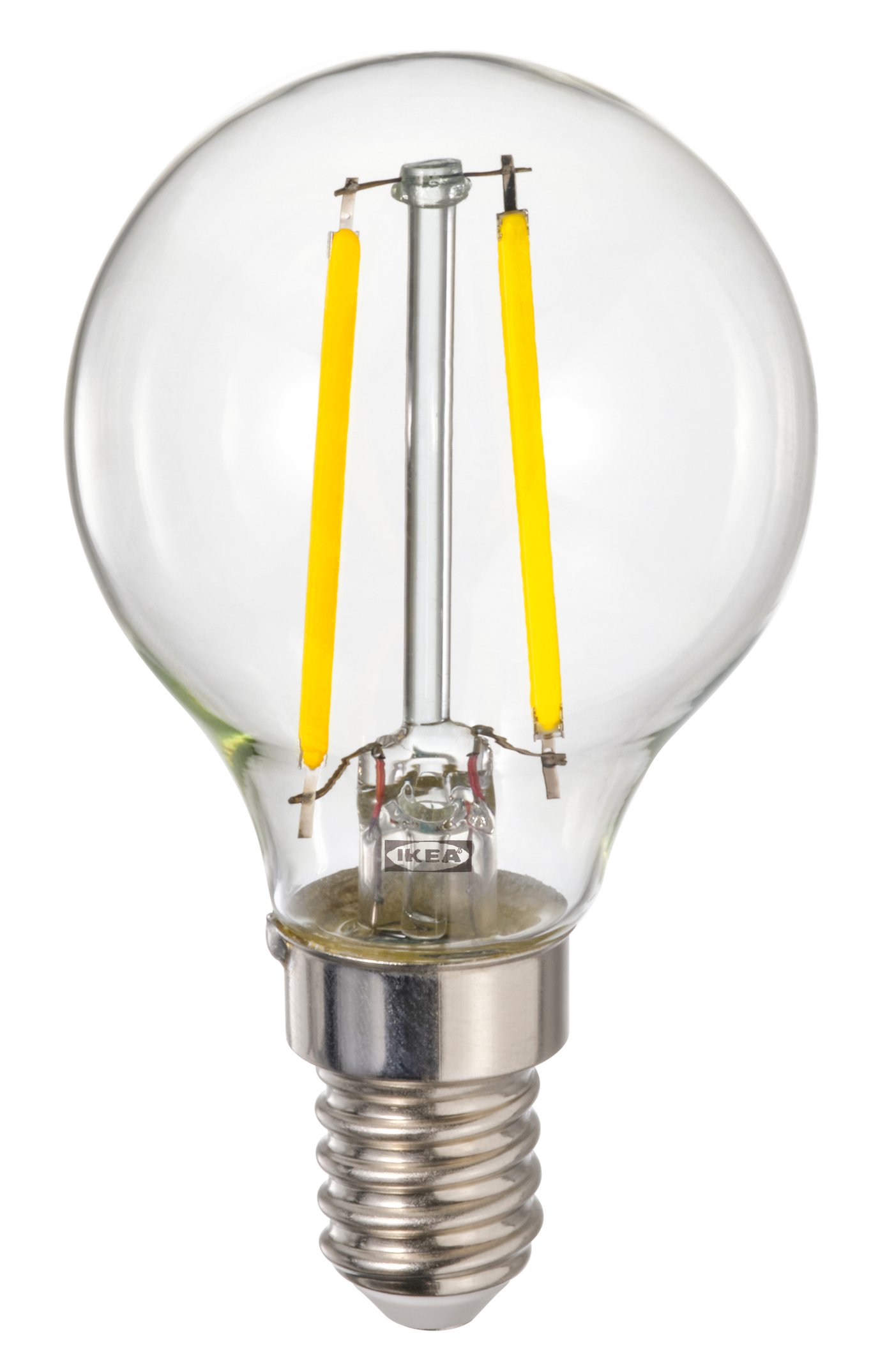 IKEA LUNNOM LED ljuskälla E14 260 lumen, dimbar/globformad klarglas, 45 mm