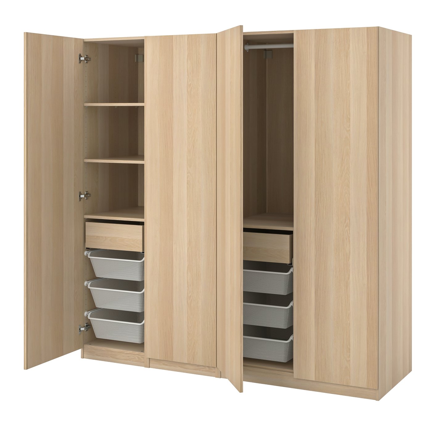 IKEA PAX / FORSAND garderobskombination, vitlaserad ekeffekt/vitlaserad ekeffekt, 200x60x201 cm