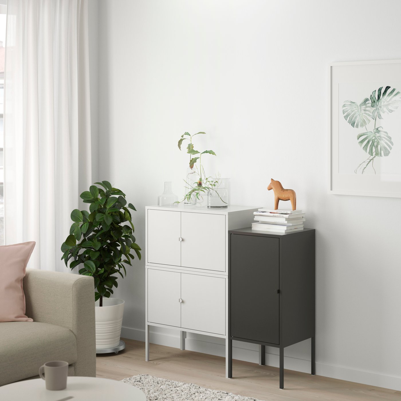 IKEA LIXHULT skåpkombination, grå/antracit, 95x35x92 cm
