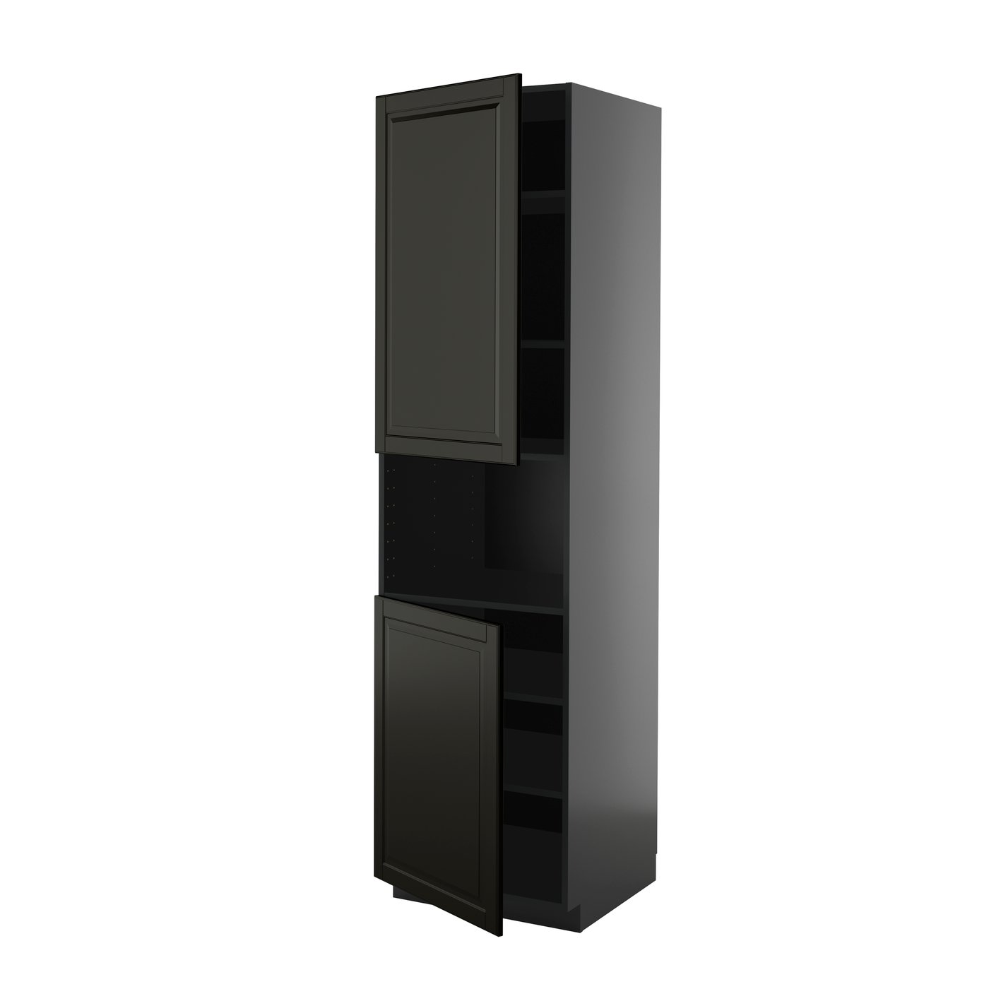 IKEA METOD högskåp f mikro m 2 dörrar/hyllplan, svartgrå/bodbyn svart, 60x60x220 cm