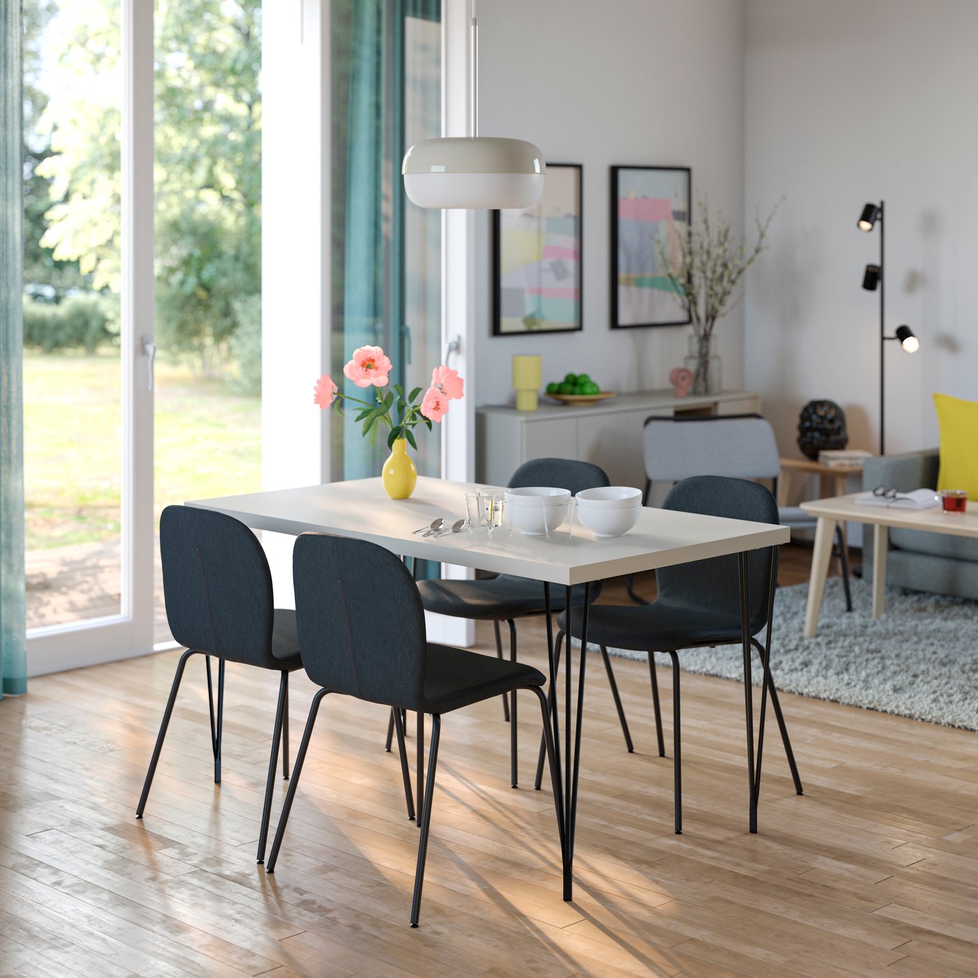 IKEA SKÅLSTA stol, knäbäck mörkgrå/rörformad metall/svartgrå