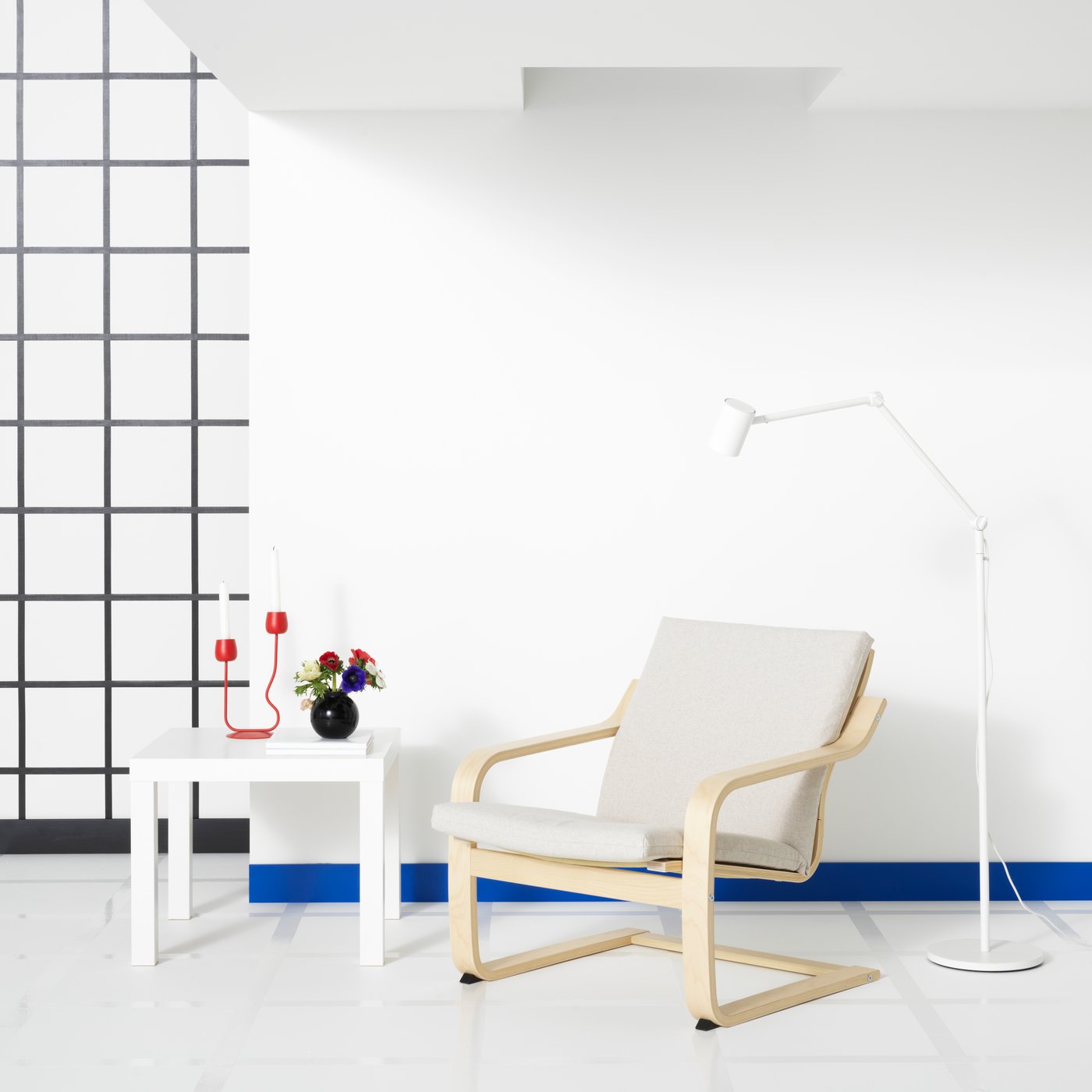 IKEA POÄNG fåtölj med låg rygg, naturfärgad/beige/katorp naturfärgad/beige, björkfaner