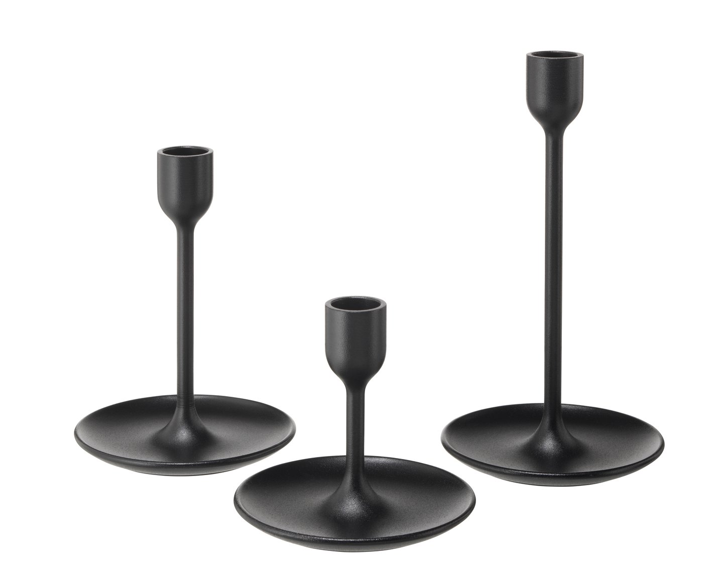 IKEA FULLTALIG ljusstake set om 3, svart