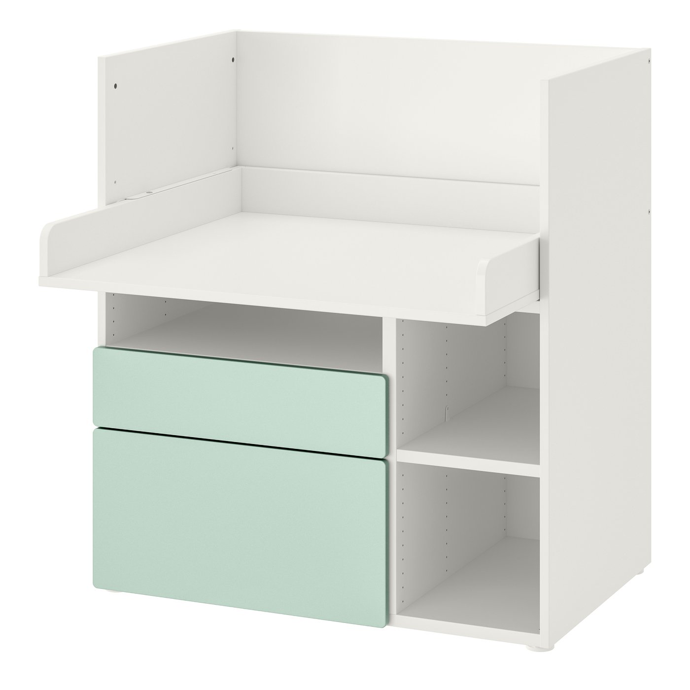 IKEA SMÅSTAD skrivbord, vit ljusgrön/med 2 lådor, 90x79x100 cm