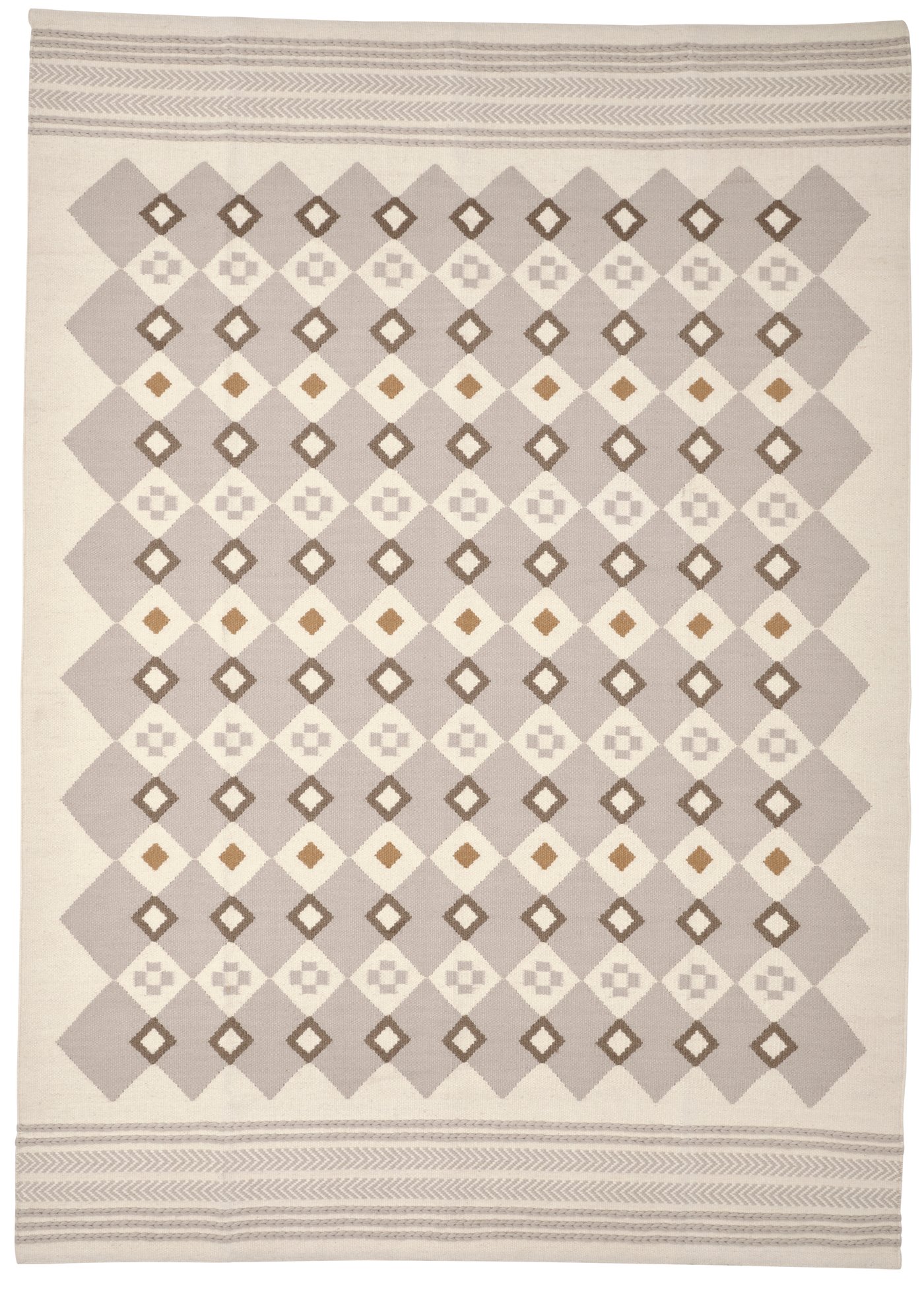 IKEA VÄGNÄT matta, slätvävd, off-white grå/handgjord, 170x240 cm