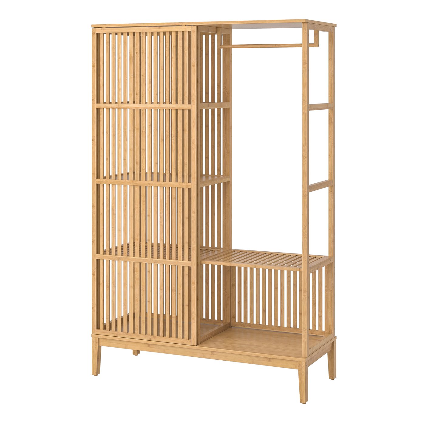 IKEA NORDKISA öppen garderob med skjutdörr, bambu, 120x186 cm