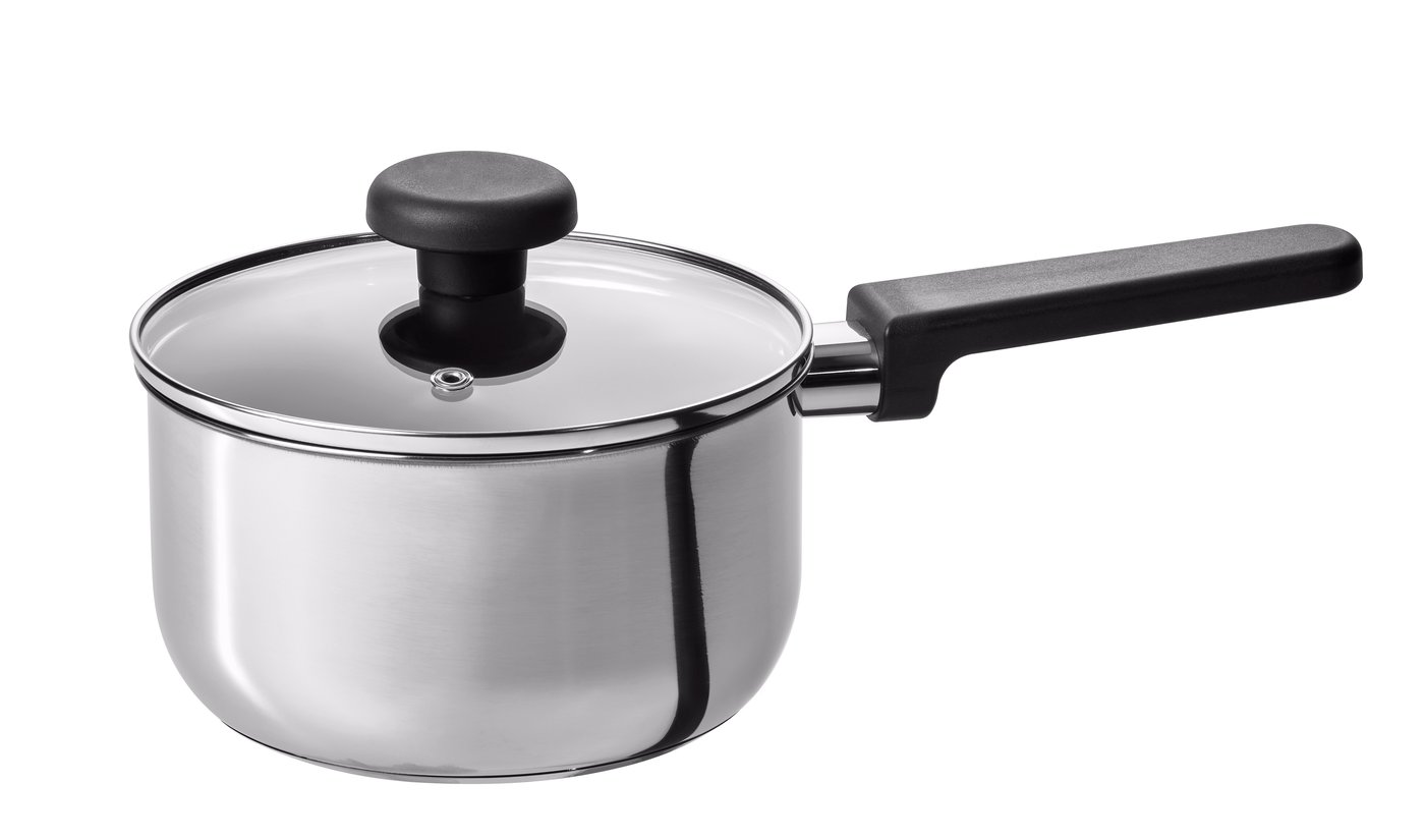 IKEA MIDDAGSMAT kastrull med lock, non-stick beläggning klarglas/rostfritt stål, 2 l