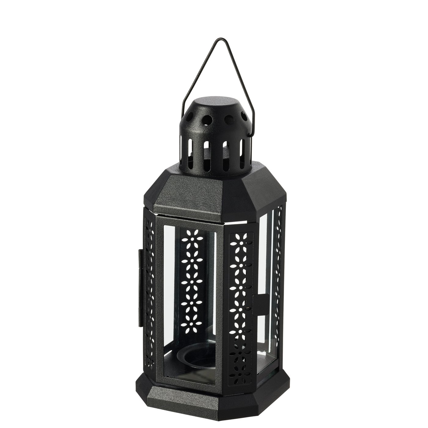 IKEA ENRUM lykta för värmeljus, in/utomhus, svart, 22 cm
