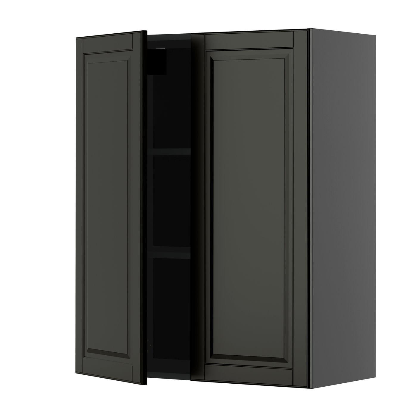 IKEA METOD väggskåp med hyllplan/2 dörrar, svartgrå/bodbyn svart, 80x100 cm