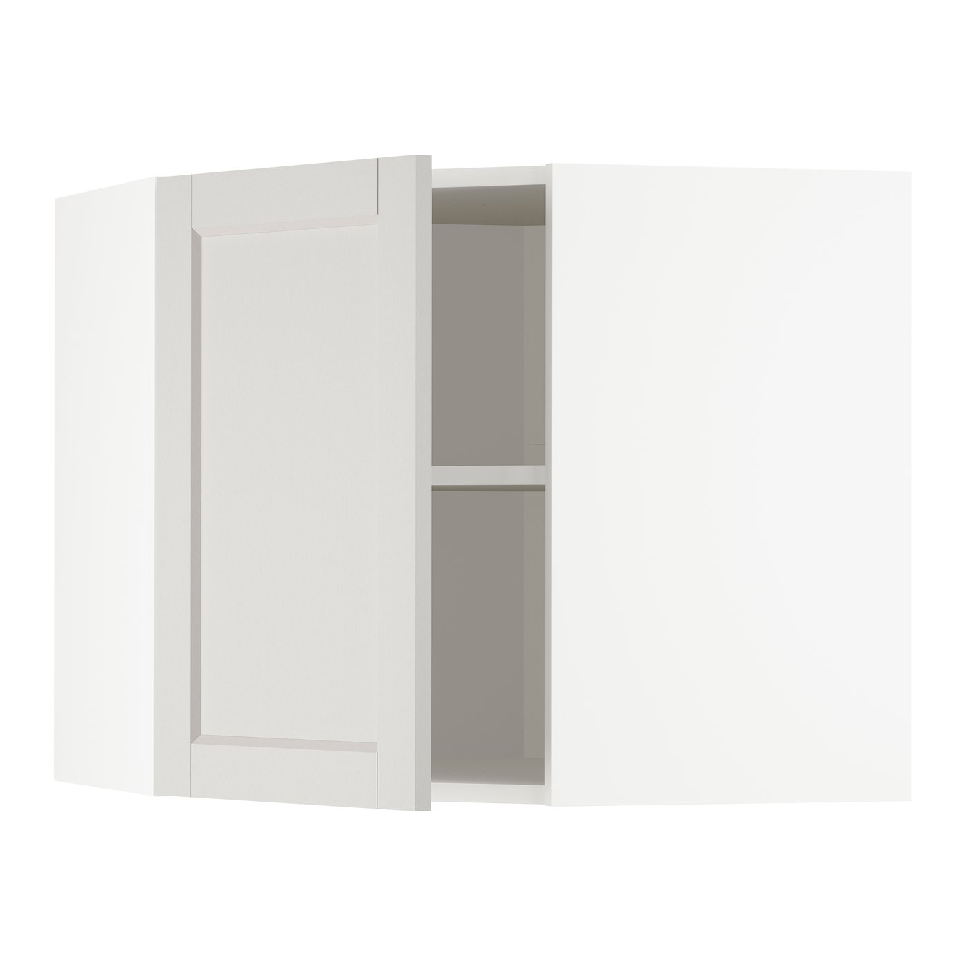 IKEA METOD vägghörnskåp med hyllplan, vit/lerhyttan ljusgrå, 68x60 cm