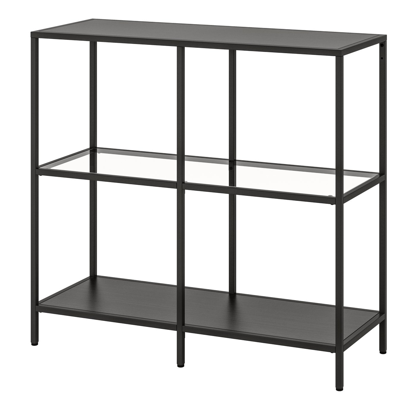 IKEA VITTSJÖ hylla, svartbrun/glas, 100x93 cm