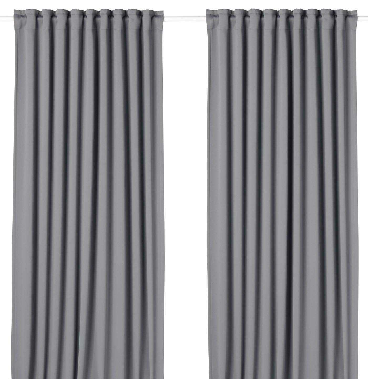 IKEA MAJGULL mörkläggningsgardiner, 1 par, grå/med veckband, 145x250 cm