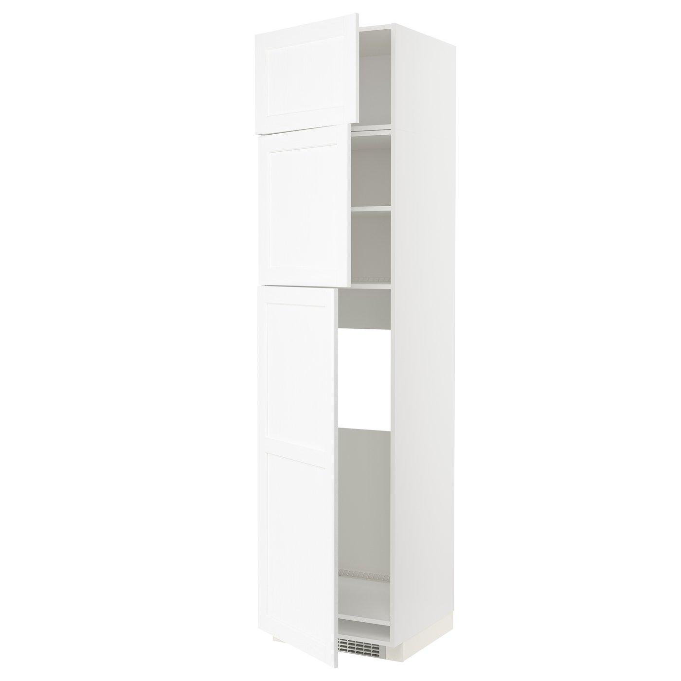 IKEA METOD högskåp för kylskåp med 3 dörrar, vit enköping/vit trämönstrad, 60x60x240 cm