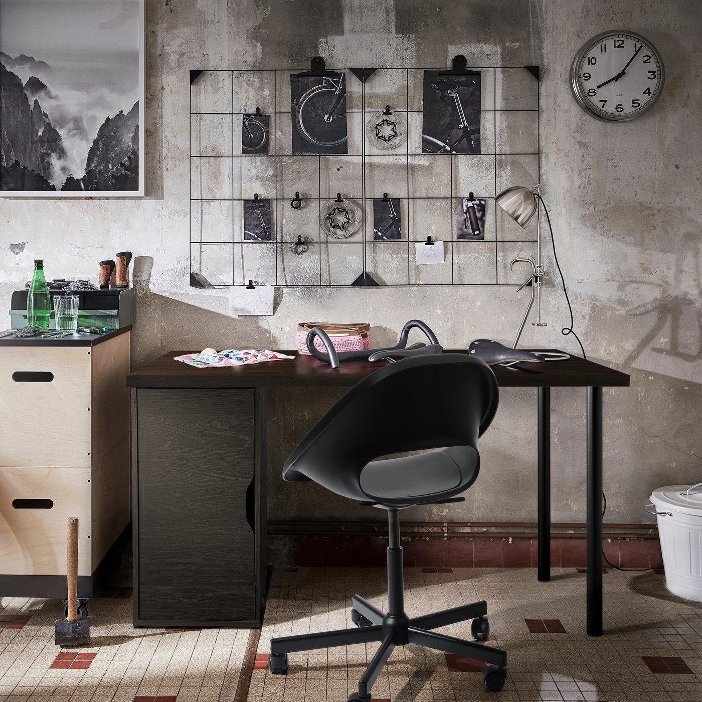 IKEA LAGKAPTEN / ALEX skrivbord, svartbrun/svart, 140x60 cm