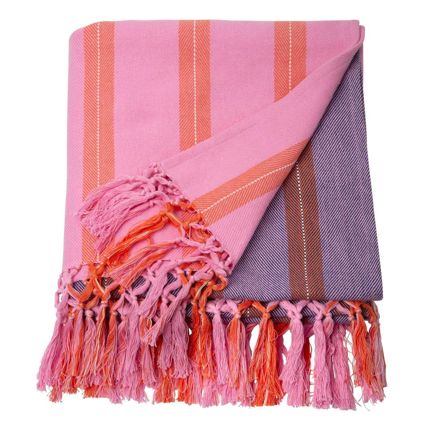 IKEA MÄVINN pläd, rosa/orange rand, 110x170 cm