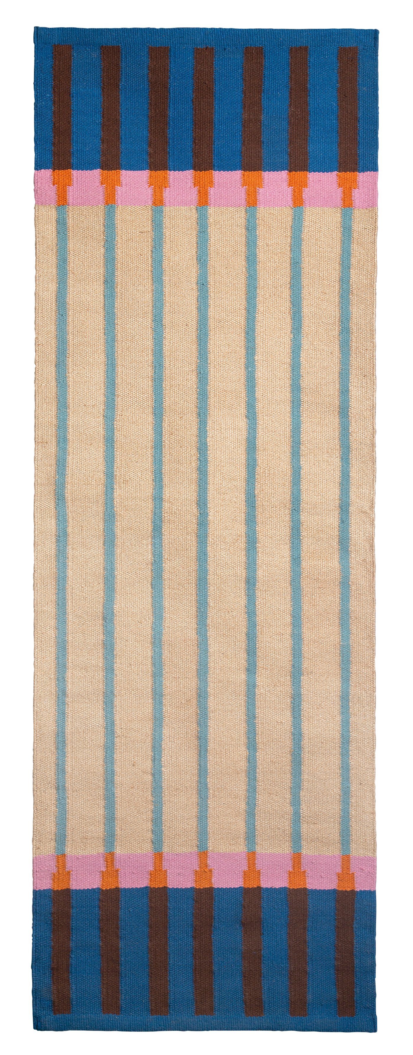 IKEA MÄVINN gångmatta, slätvävd, beige blå/rand, 70x200 cm