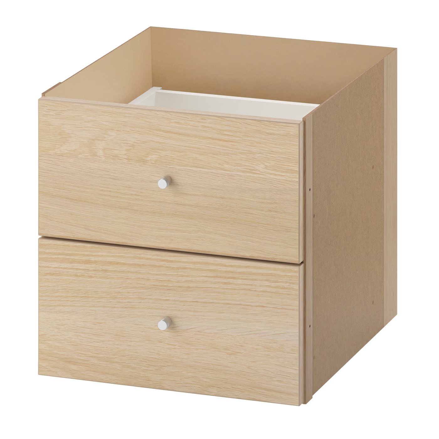 IKEA KALLAX insats med 2 lådor, vitlaserad ekeffekt, 33x33 cm