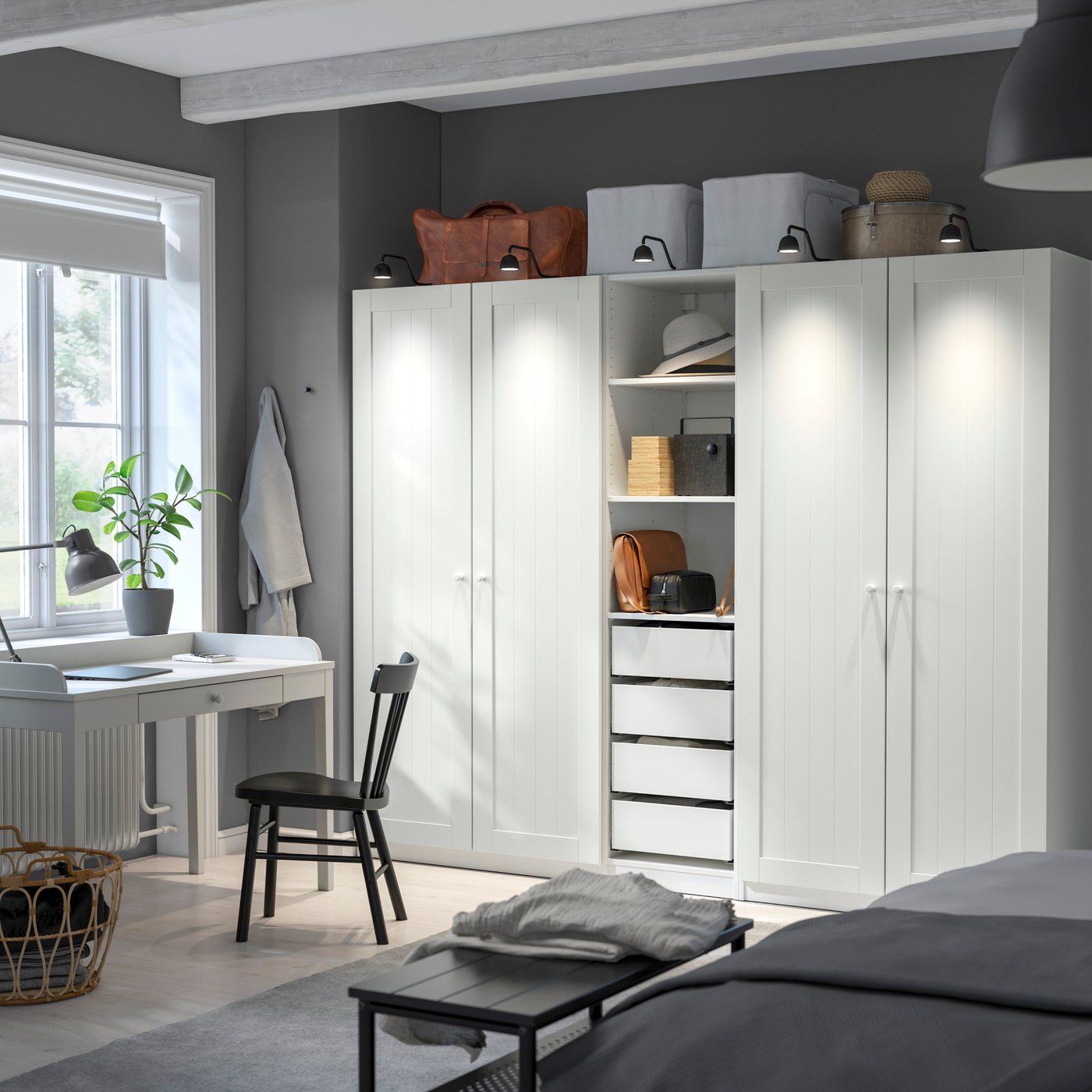 IKEA PAX / GULLABERG garderobskombination, vit/vit, 250x60x201 cm