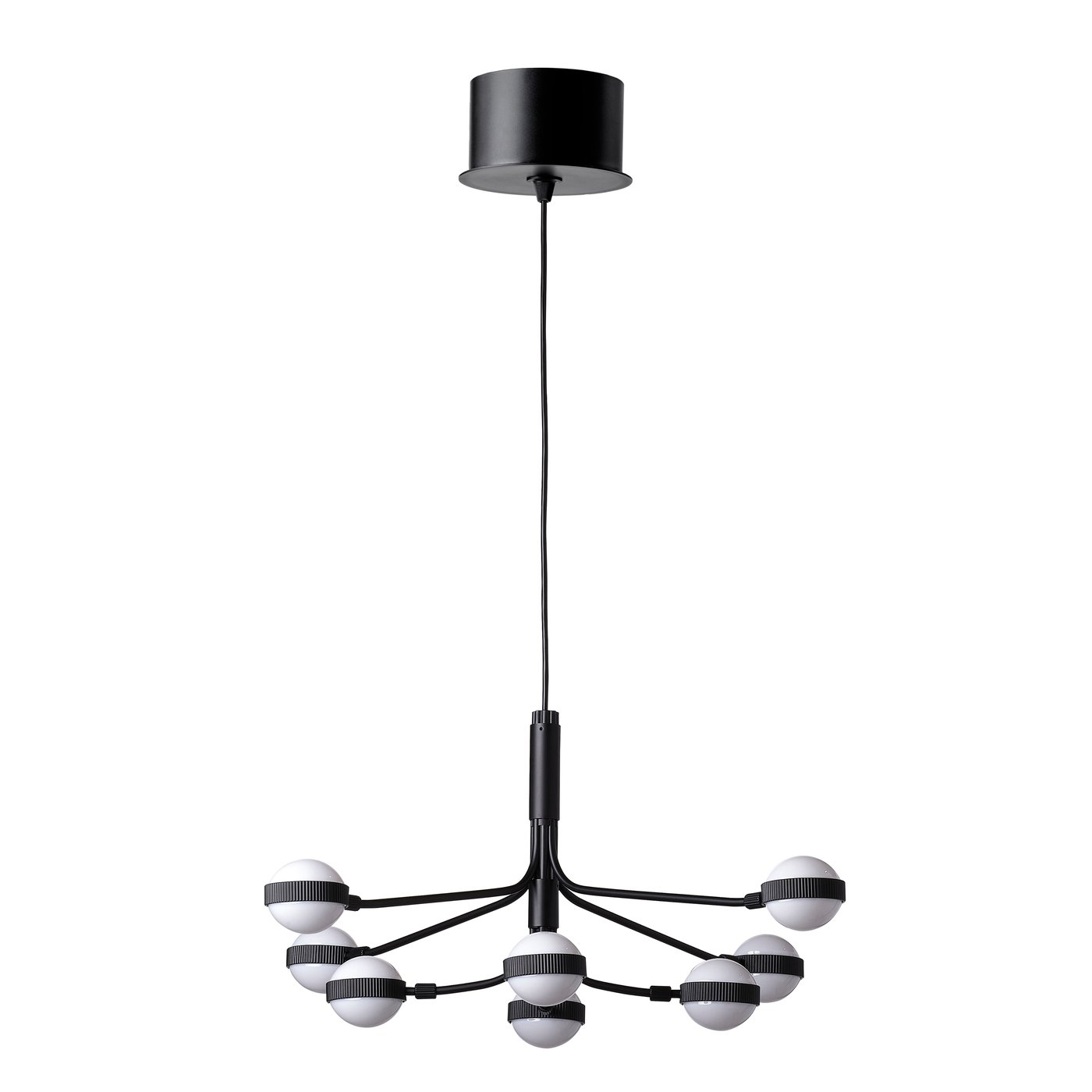 IKEA STORSLINGA LED ljuskrona, 8-armad, svart/vit, 70 cm