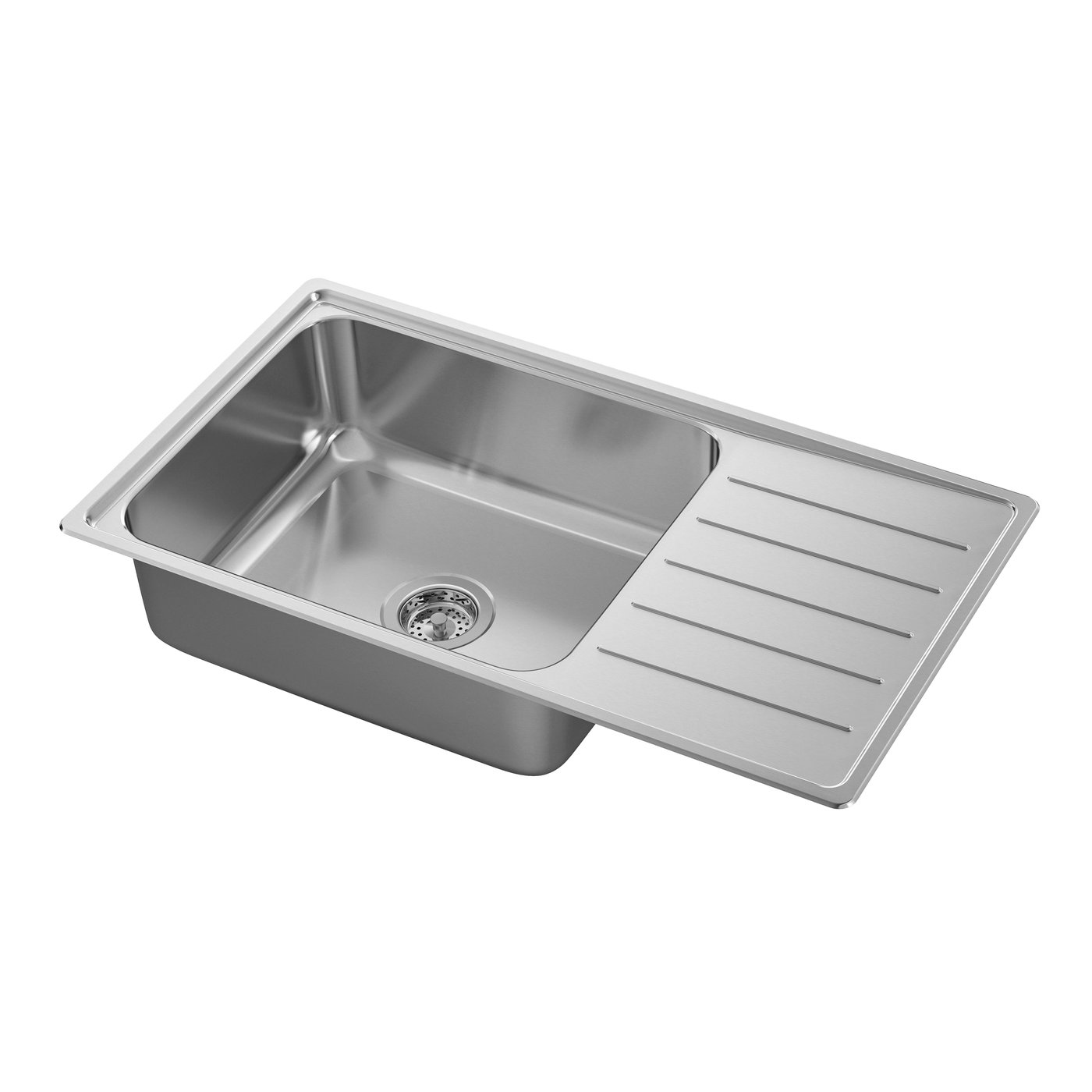 IKEA VATTUDALEN underlimmad diskho, 1 ho m avrinning, rostfritt stål, 86x47 cm, inbyggnadsdiskho