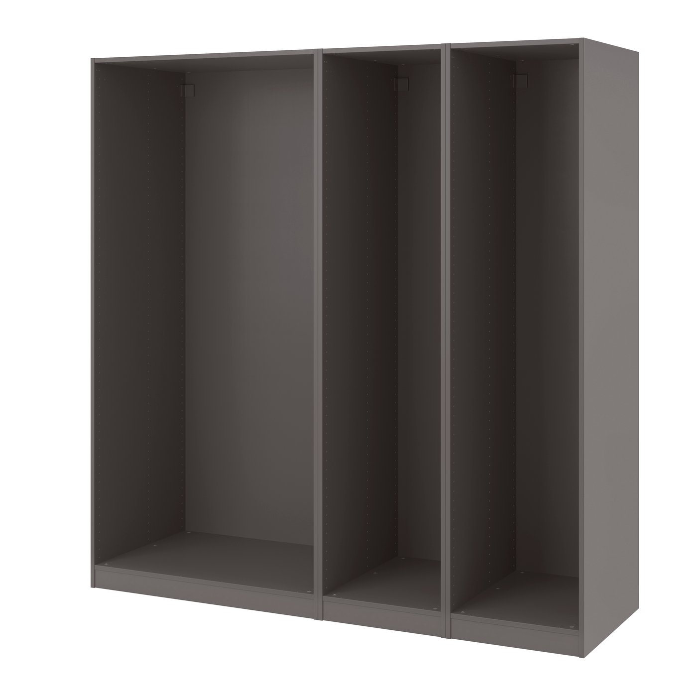IKEA PAX 3 garderobsstommar, mörkgrå, 200x58x201 cm