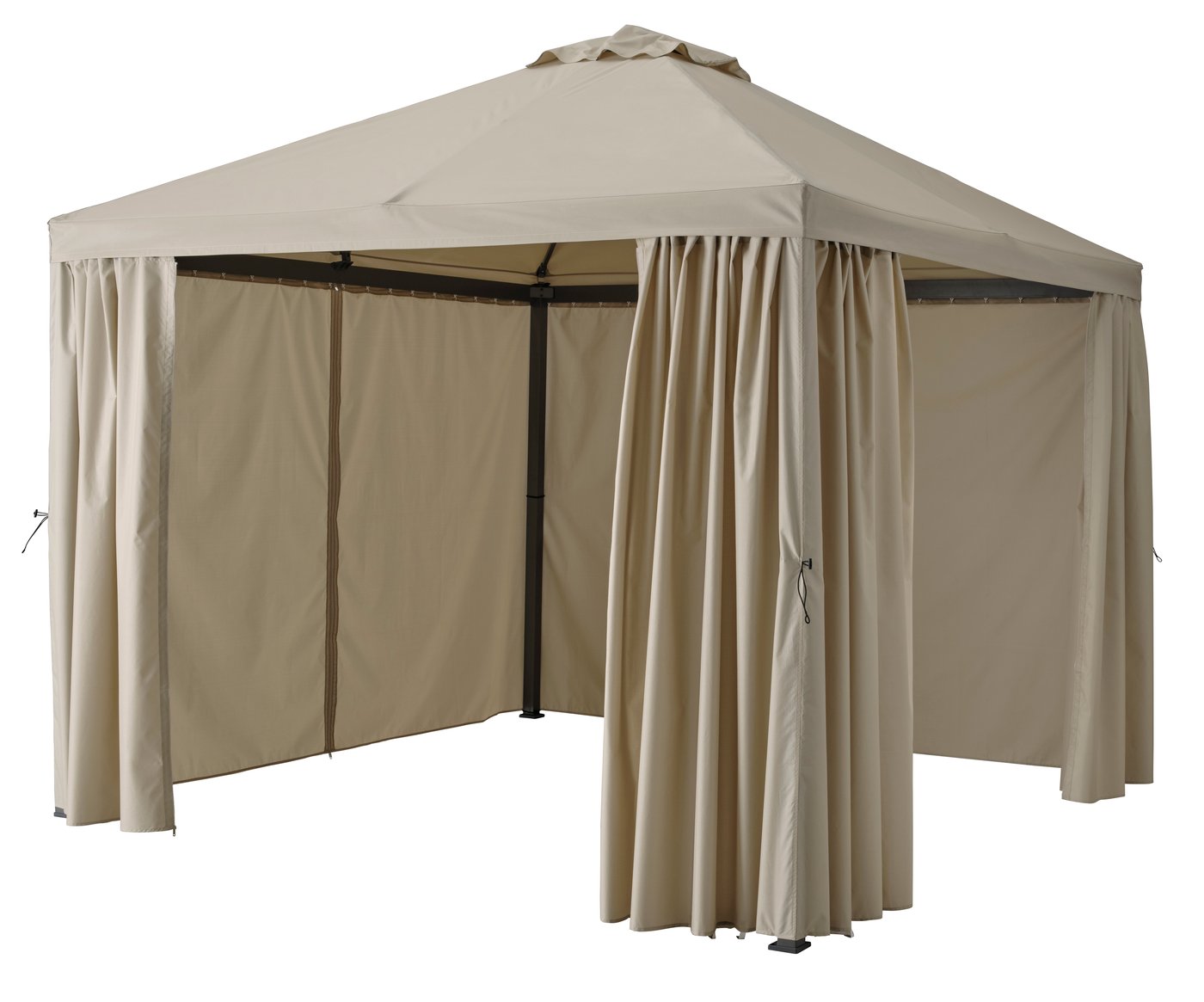 IKEA HIMMELSÖ paviljong med gardiner, mörkgrå/gråbeige