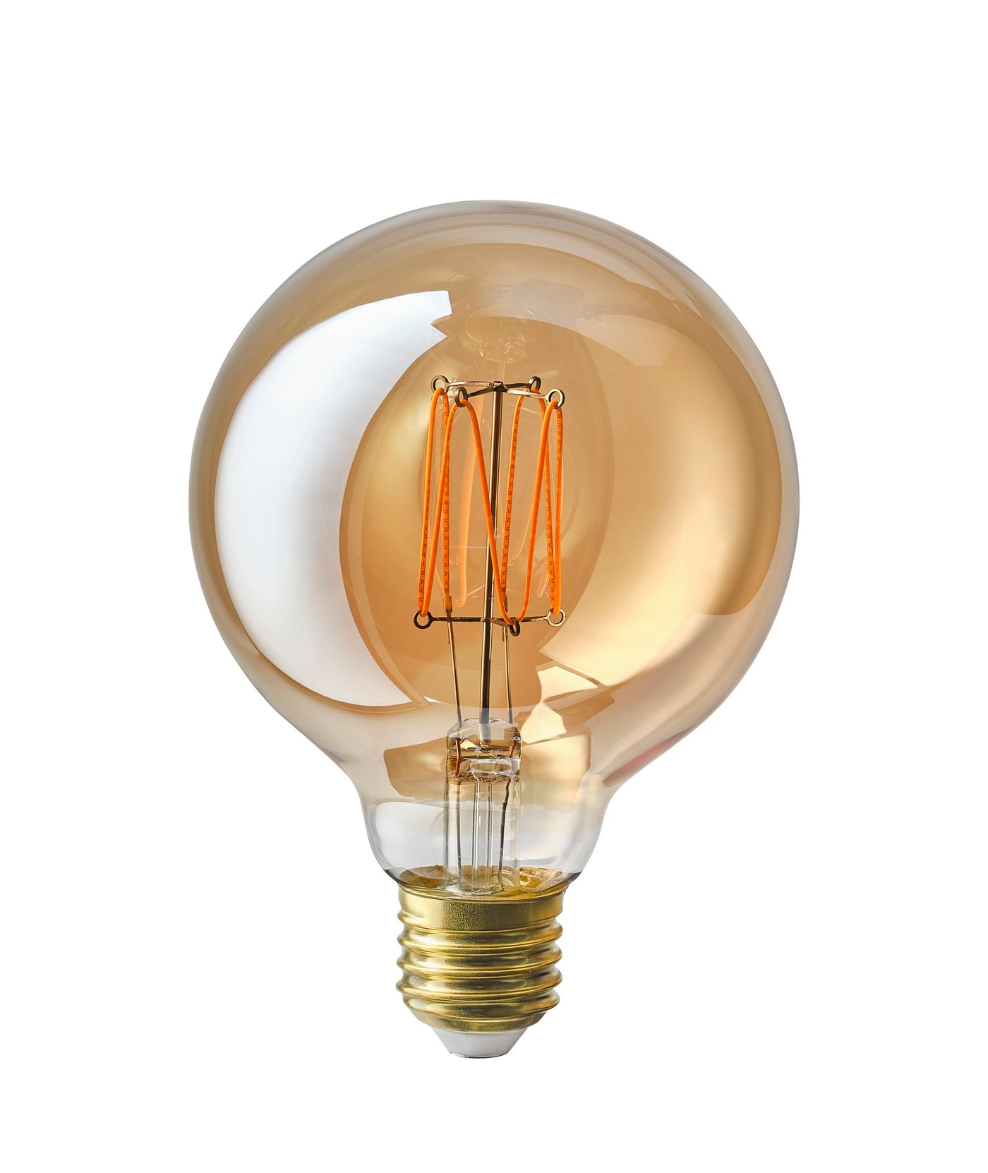 IKEA MOLNART LED ljuskälla E27 150 lumen, klot brun klarglas, 95 mm