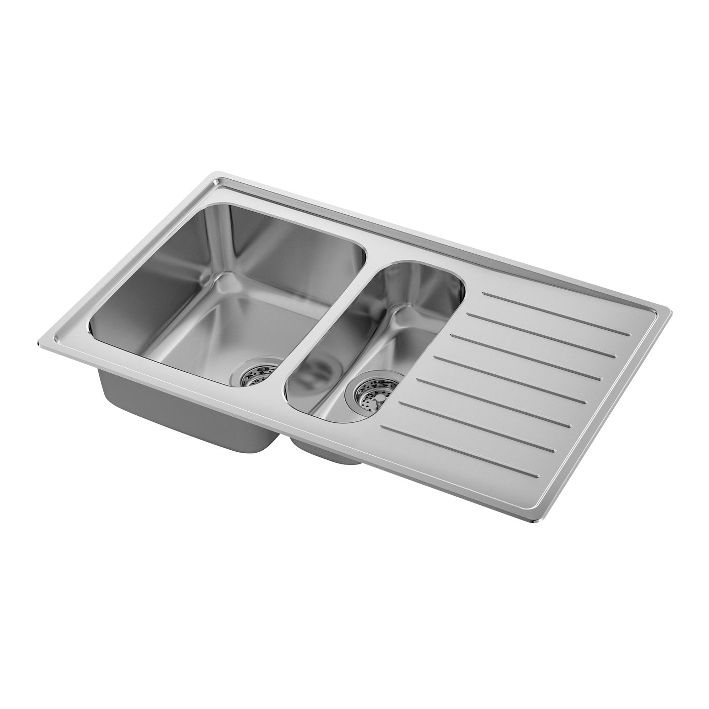 IKEA VATTUDALEN underlimmad diskho, 1 ½ ho m avr, rostfritt stål, 88x53 cm, inbyggnadsdiskho