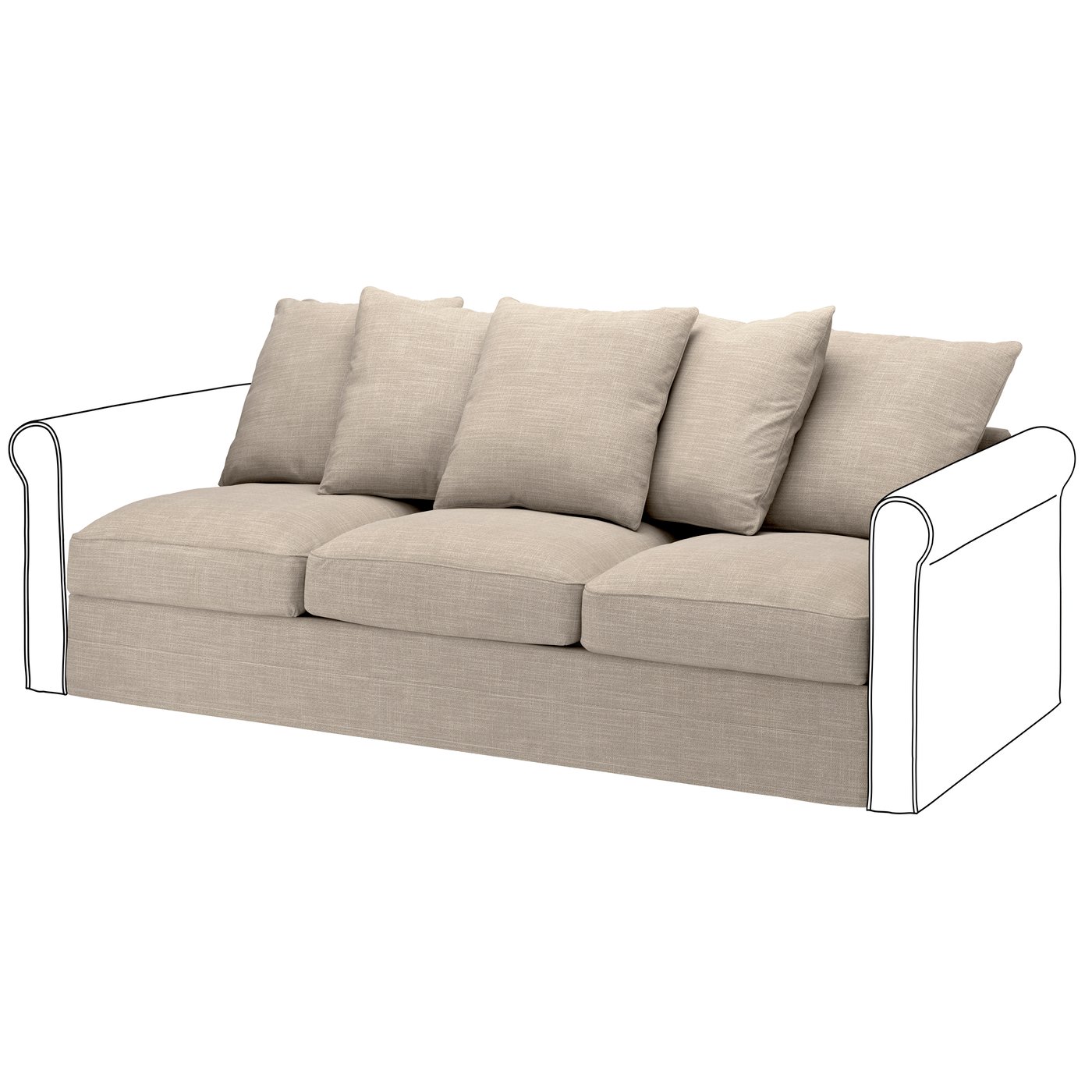 IKEA GRÖNLID klädsel till 3-sitssektion, hillared beige