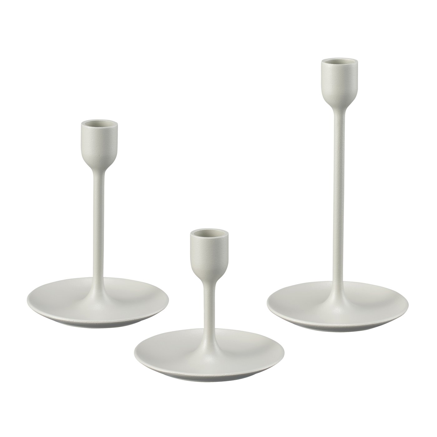 IKEA FULLTALIG ljusstake set om 3, ljust gråbeige