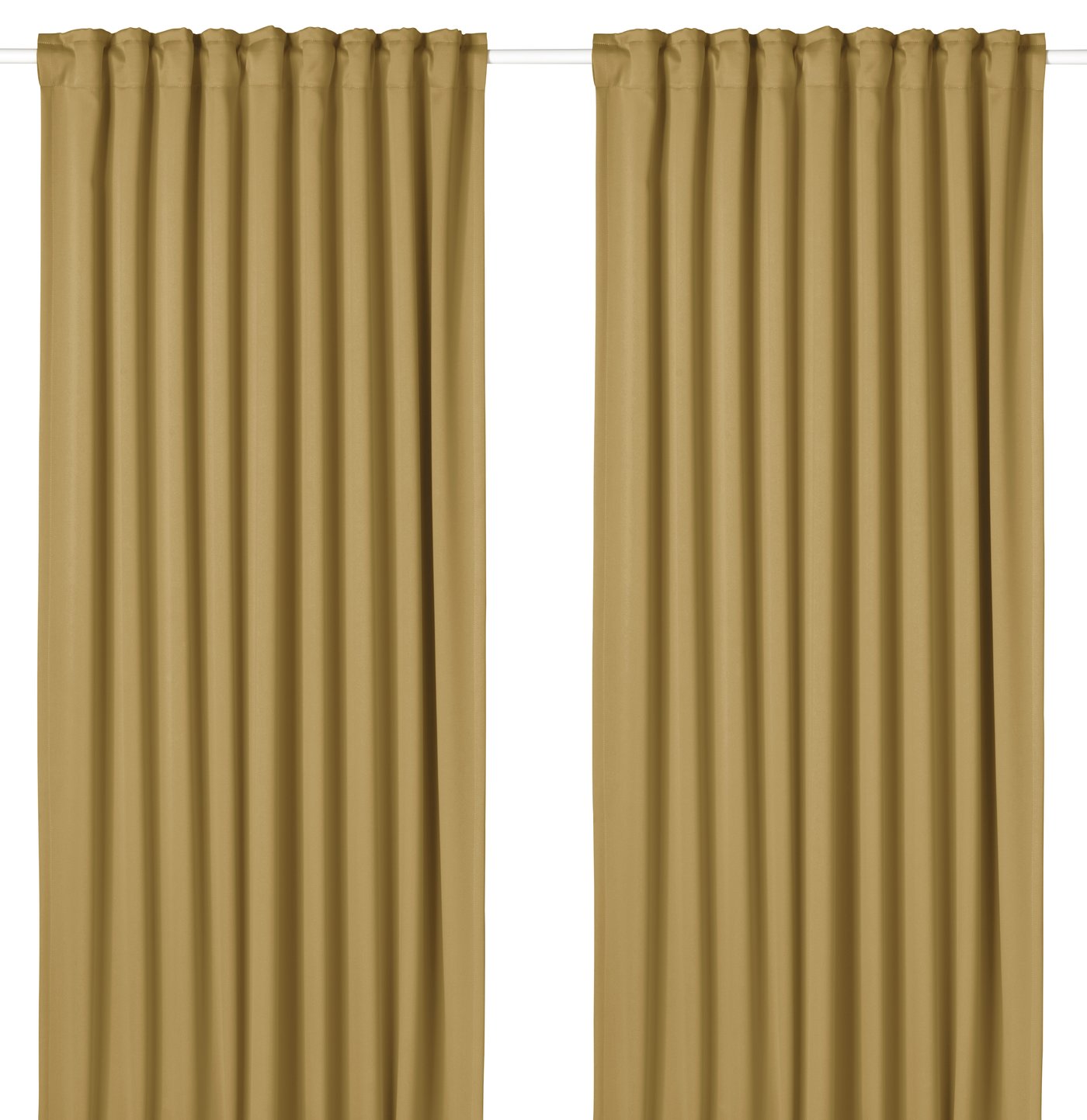 IKEA MAJGULL mörkläggningsgardin, beige-gul/med veckband, 145x250 cm, rumsförmörkande gardiner, 1 par