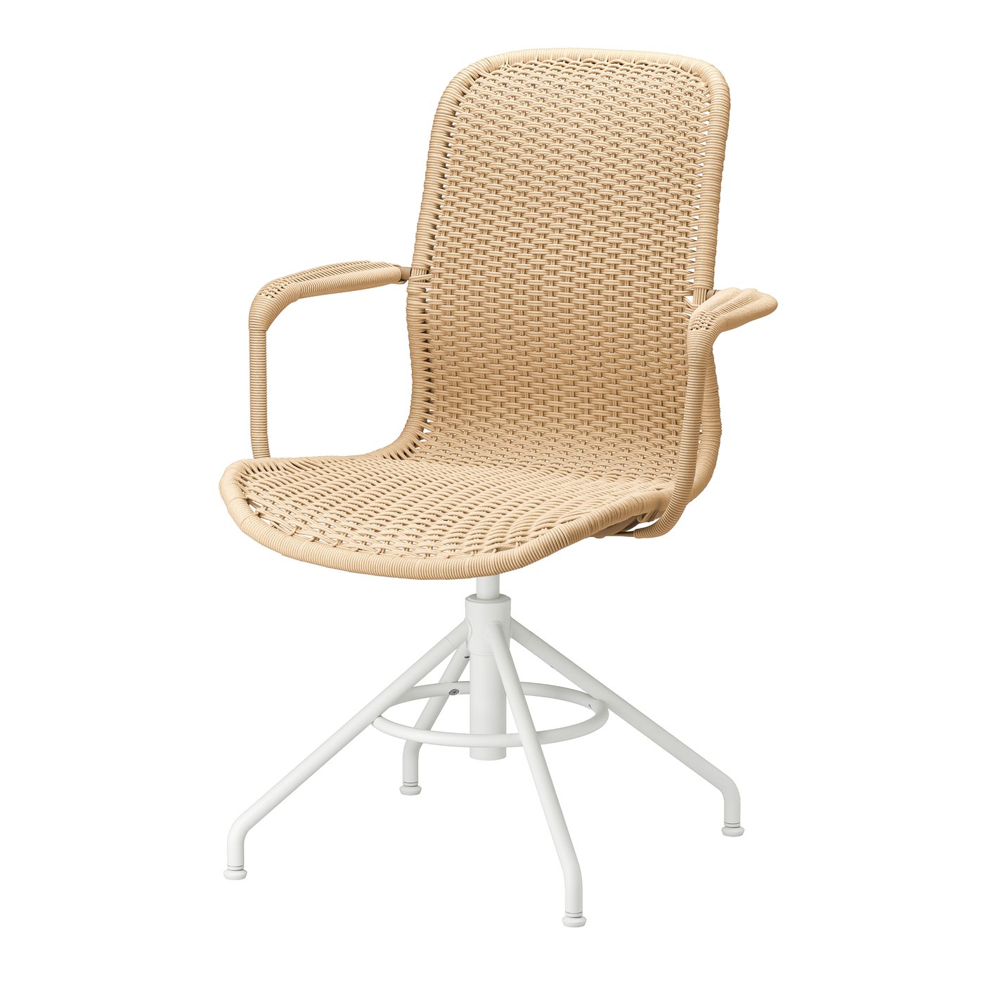 IKEA STIGBYGEL arbetsstol med armstöd, beige/vit