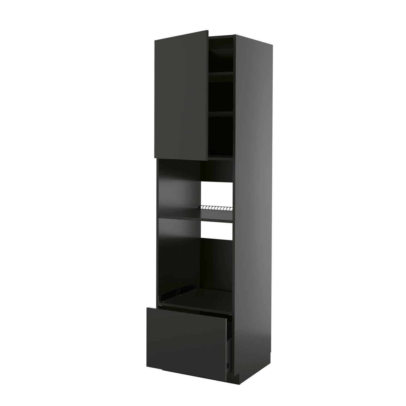 IKEA METOD / KNIVSHULT högskåp för inbyggda vitvaror, svartgrå/nickebo matt antracit, 60x60x220 cm