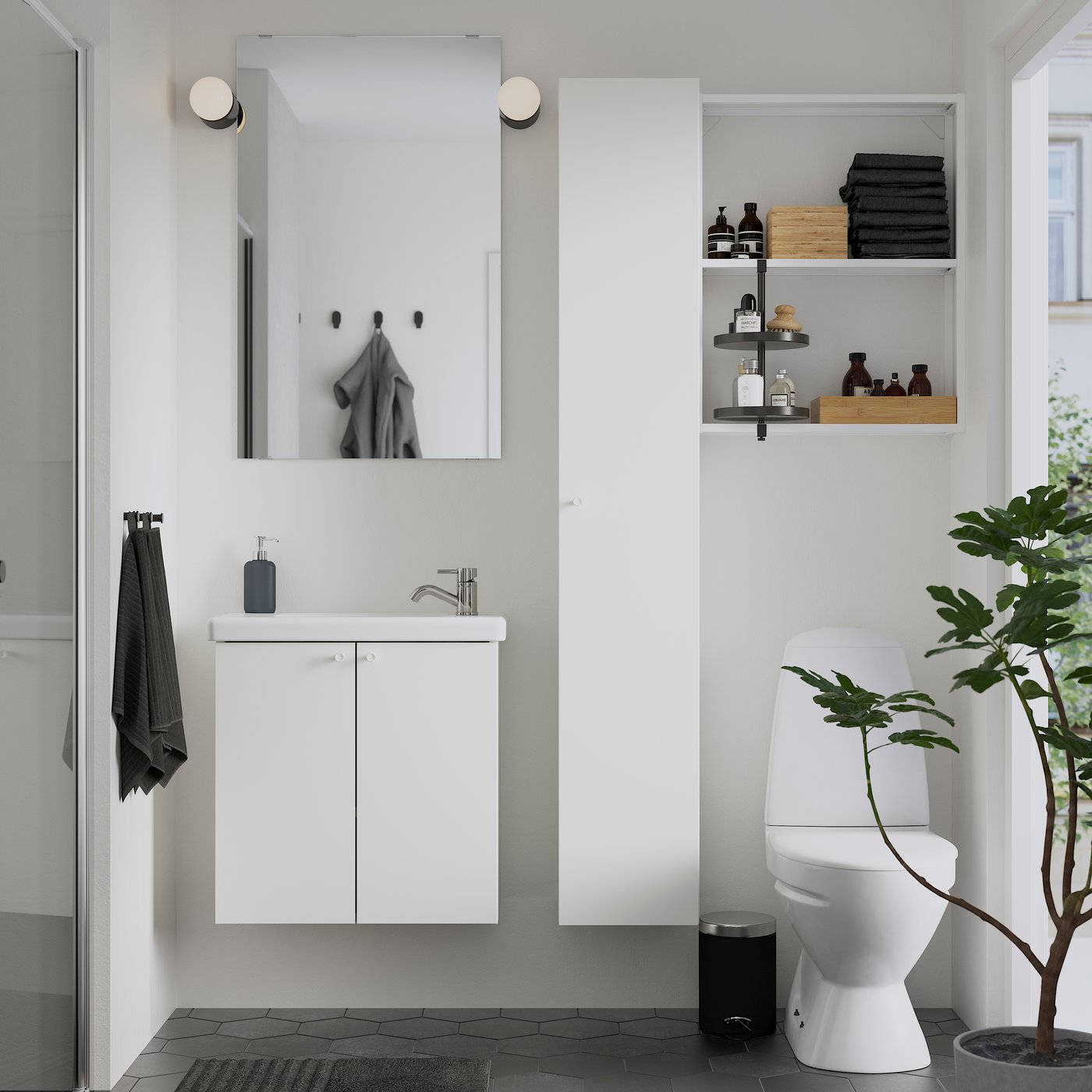IKEA ENHET badrum, vit, 64x33x65 cm