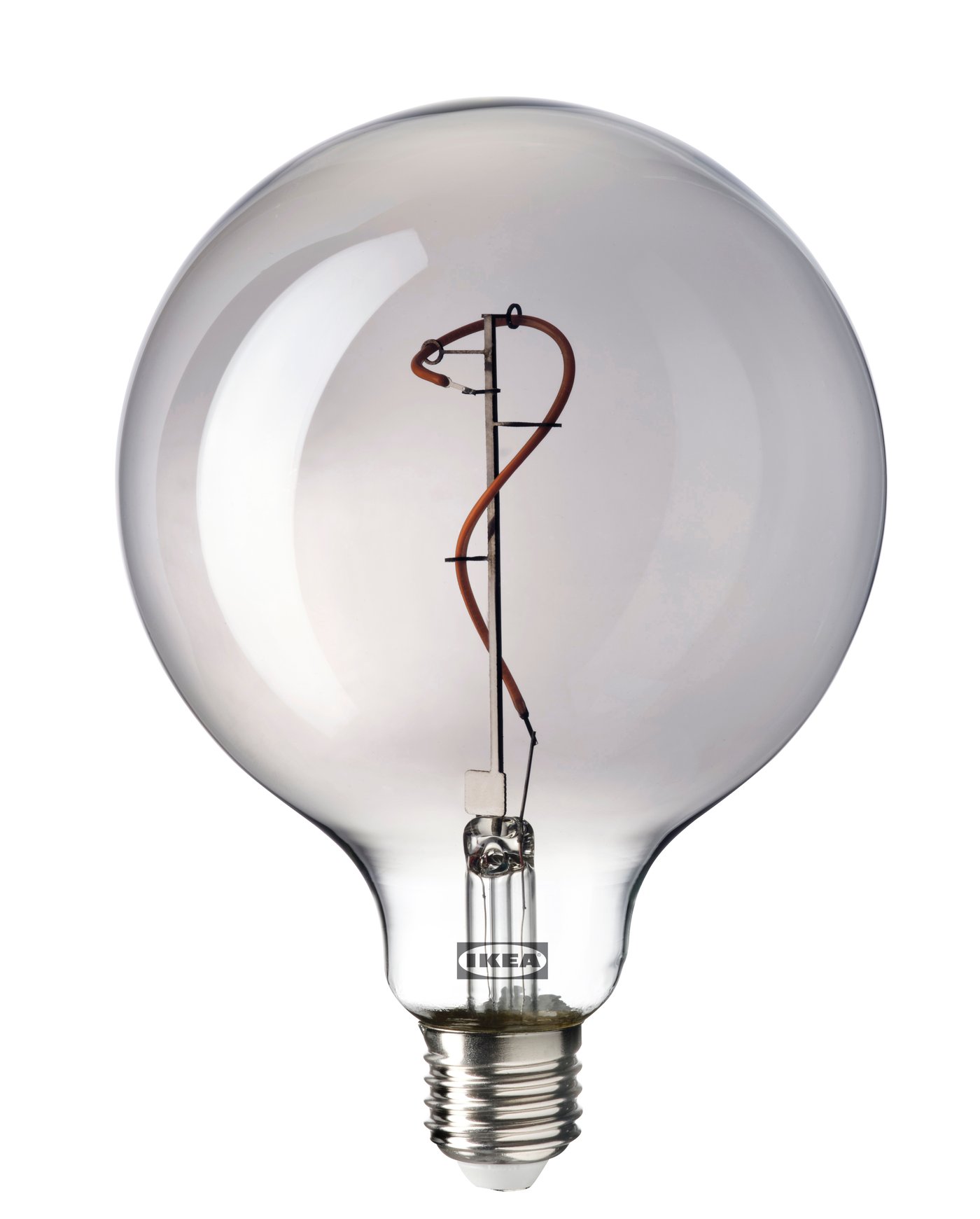 IKEA MOLNART LED ljuskälla E27 140 lumen, klot grå klarglas, 125 mm