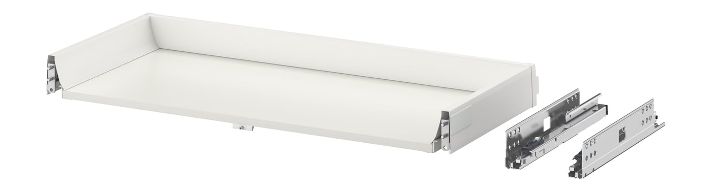 IKEA EXCEPTIONELL låda, låg med tryck-öppna, vit, 80x37 cm