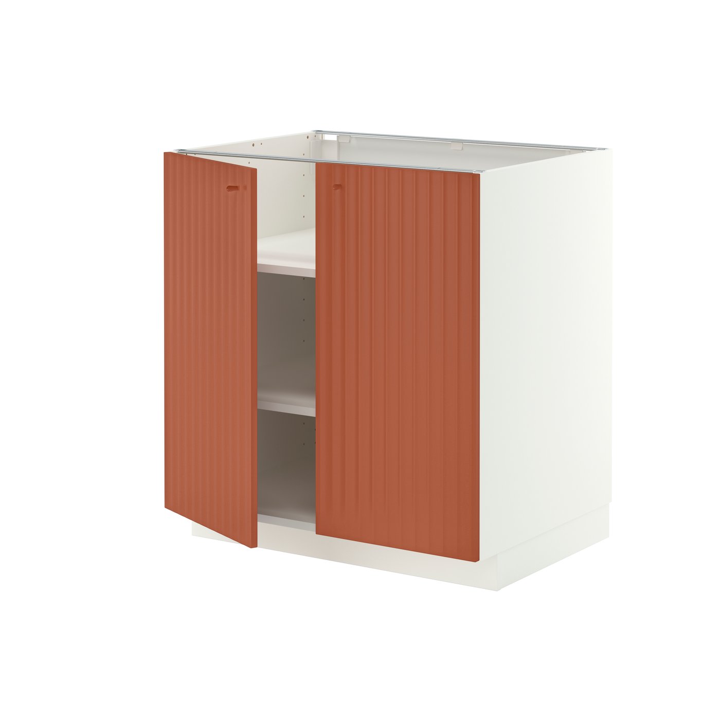 IKEA METOD bänkskåp med hyllplan/2 dörrar, vit/terrsjö rödbrun vågmönstrad, 80x60 cm