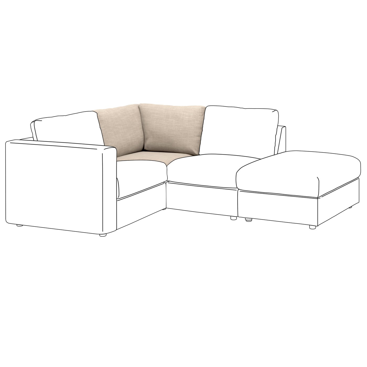 IKEA VIMLE klädsel till hörnsektion, hillared beige