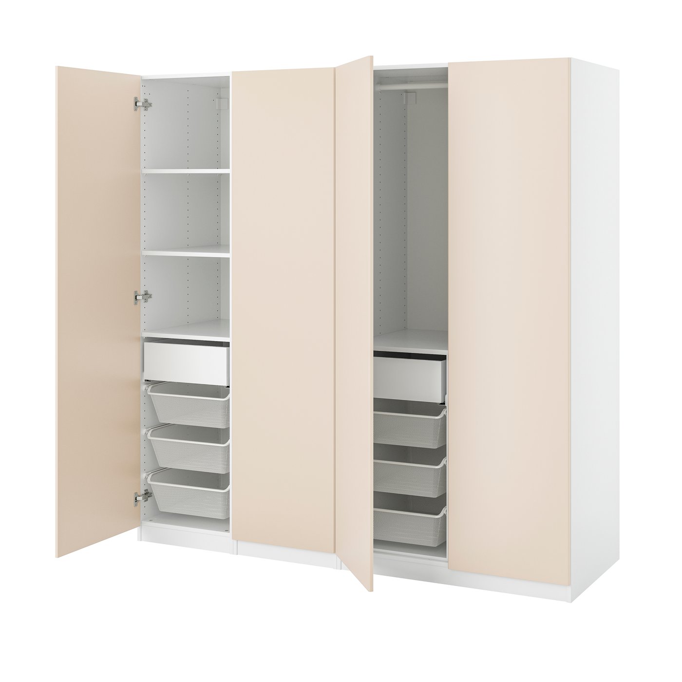 IKEA PAX / REINSVOLL garderobskombination, vit/gråbeige, 200x60x201 cm