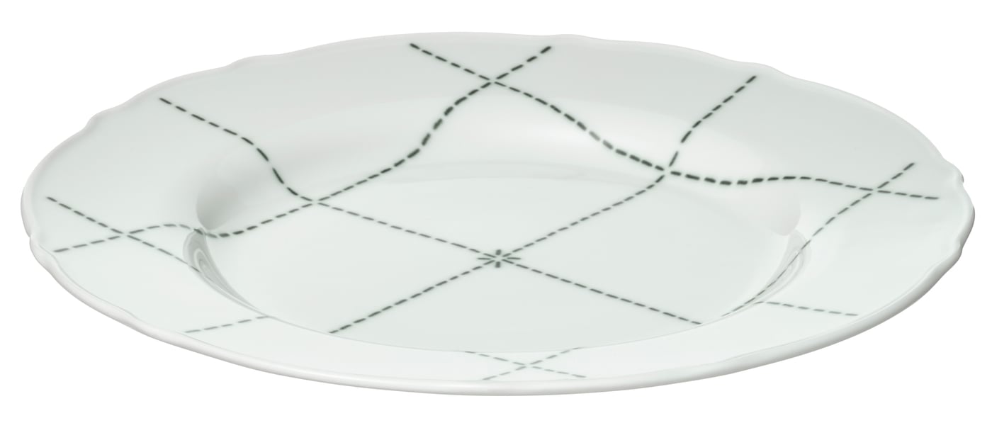 IKEA UPPLAGA assiett, mönstrad/vit, 22 cm