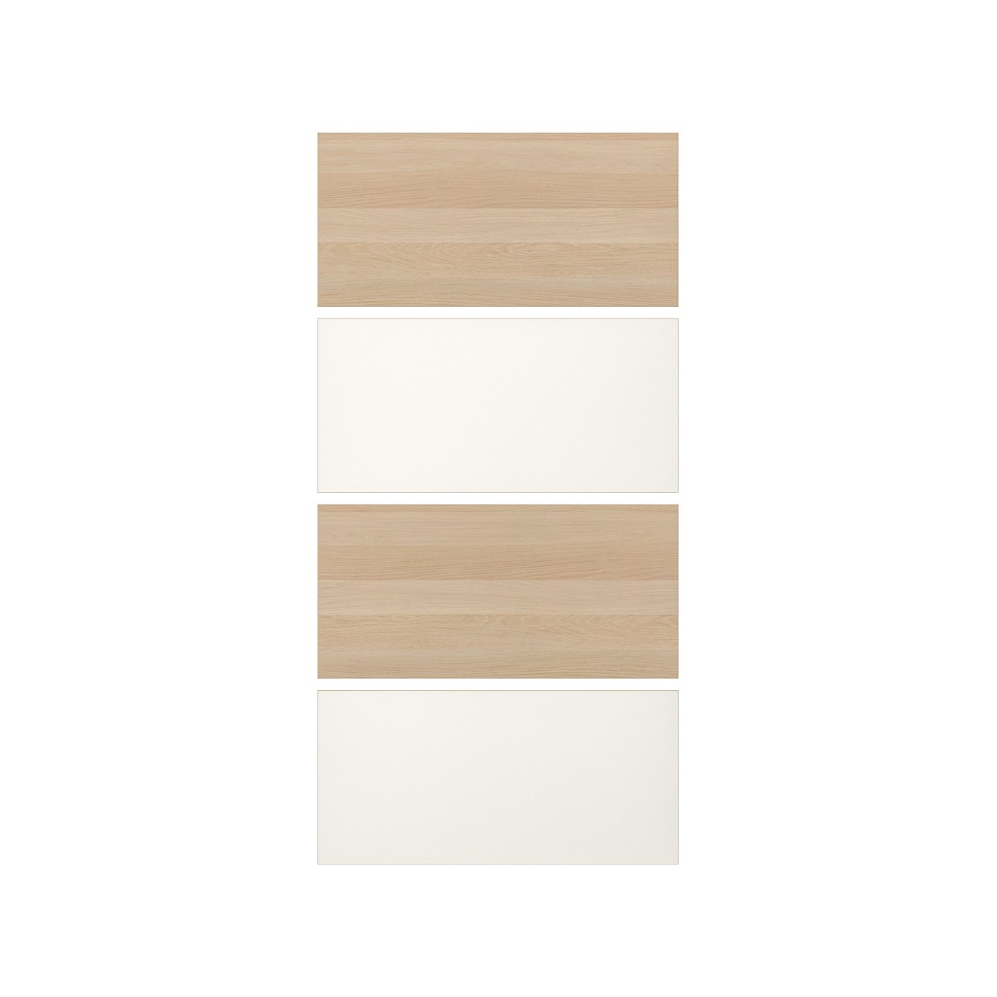IKEA MEHAMN 4 paneler till ram för skjutdörr, vitlaserad ekeffekt/vit, 100x201 cm