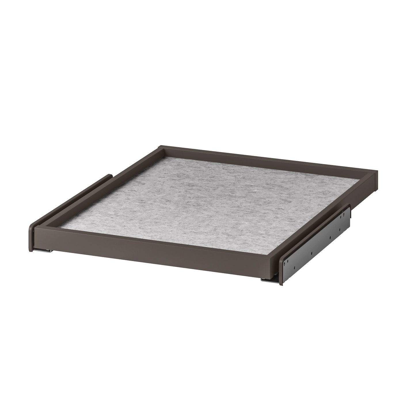 IKEA KOMPLEMENT utdragbart hyllplan med lådmatta, mörkgrå/ljusgrå, 50x58 cm